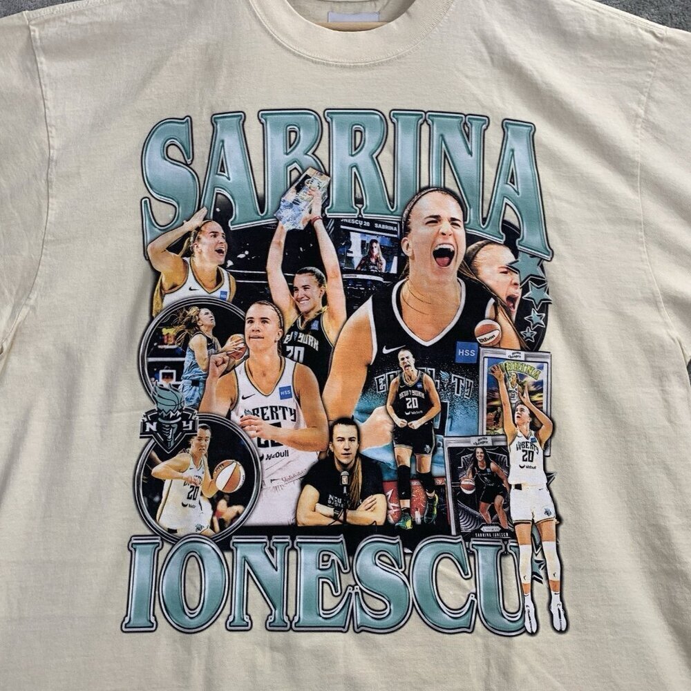 Game Changer Shirt Mens 2XL Sabrina Ionescu WNBA Basketball Tee Oversized Cream - Picture 4 of 6